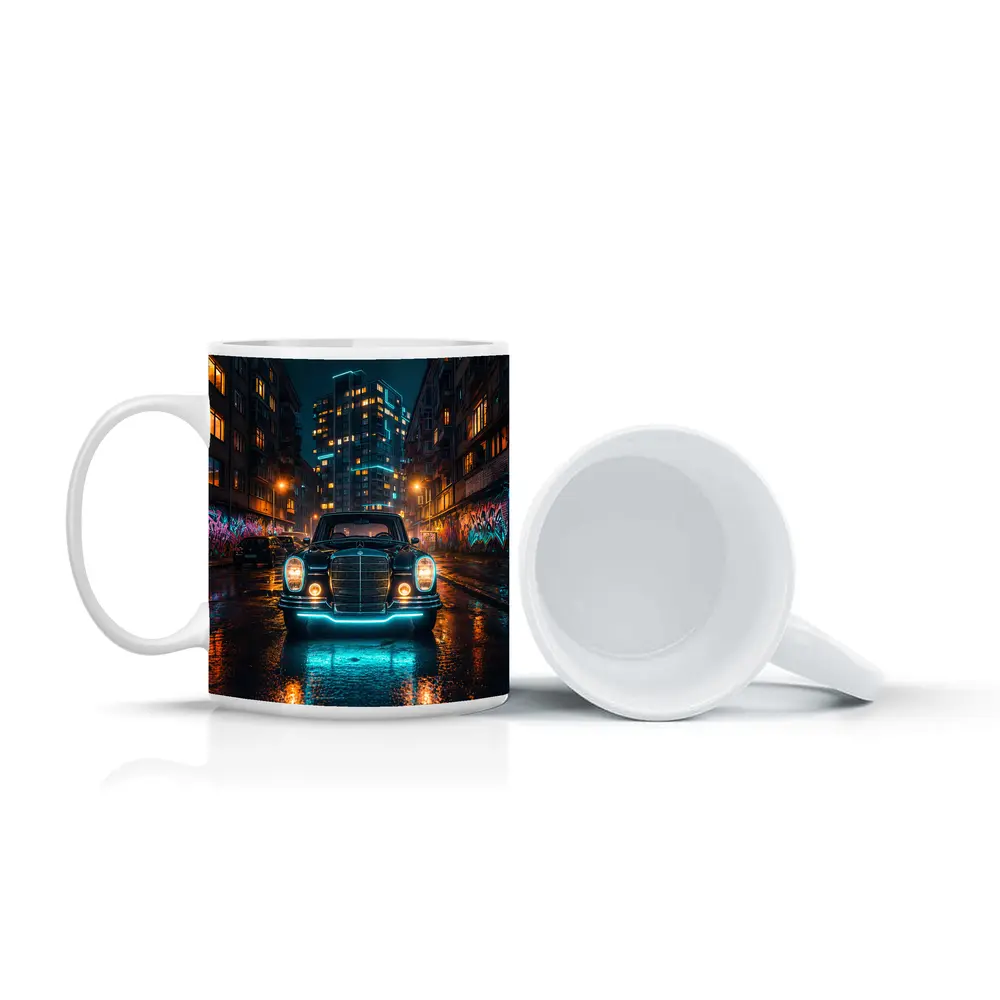 Classic Mercedes Benz Neon City Night Street – Mugs