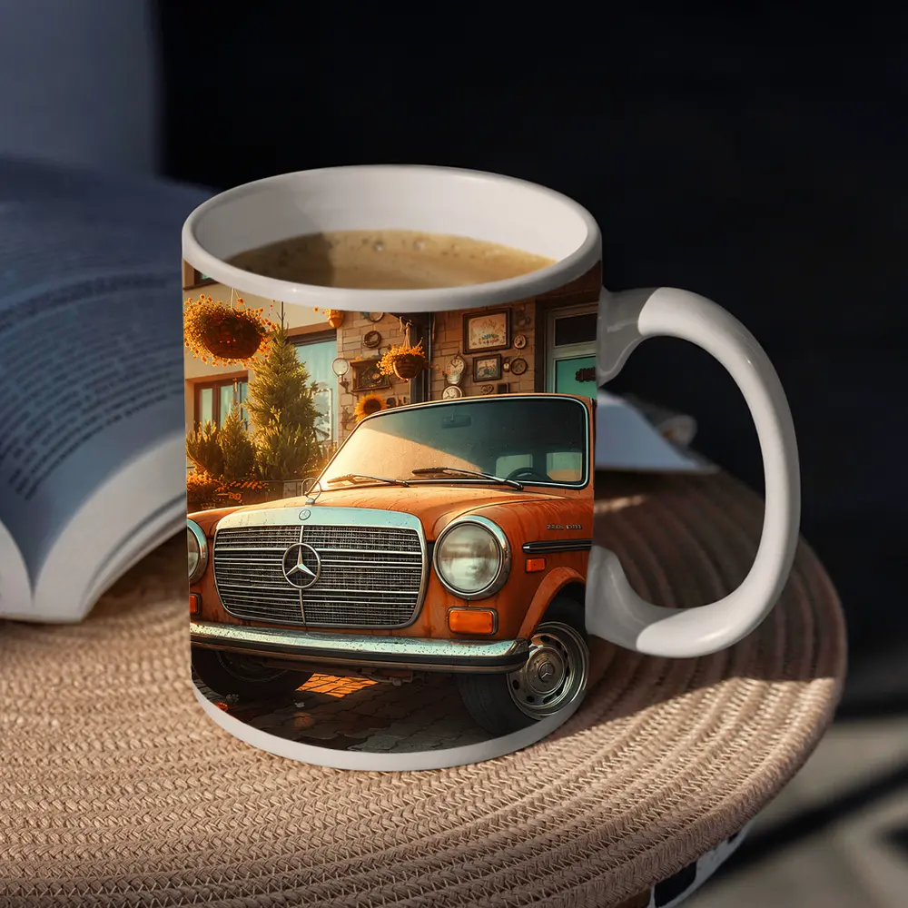 Vintage Mercedes Benz Classic Car Sunflower Garden – Mugs