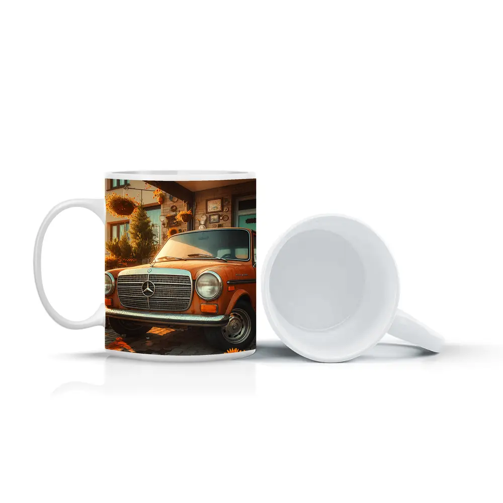 Vintage Mercedes Benz Classic Car Sunflower Garden – Mugs