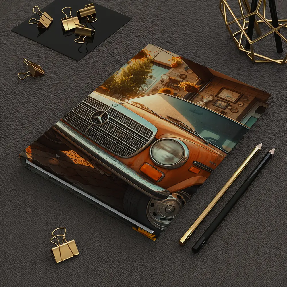 Vintage Mercedes Benz Classic Car Sunflower Garden – Notebooks