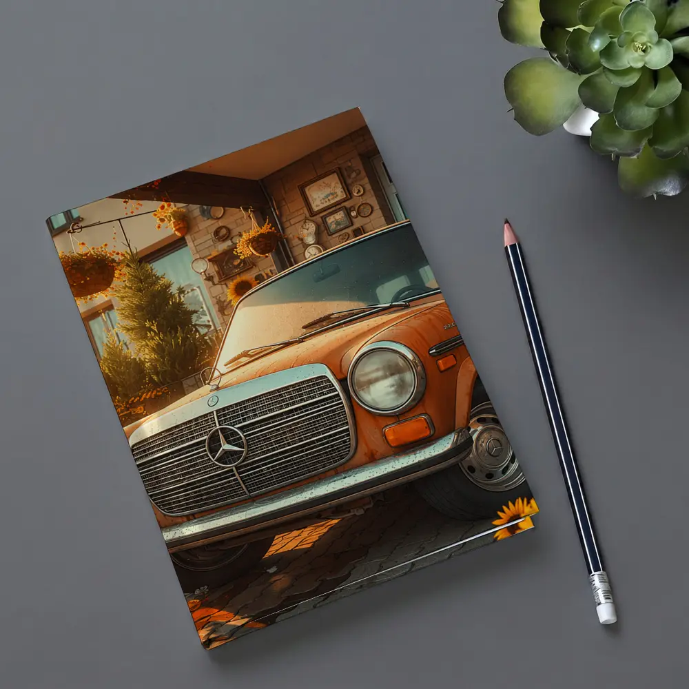 Vintage Mercedes Benz Classic Car Sunflower Garden – Notebooks