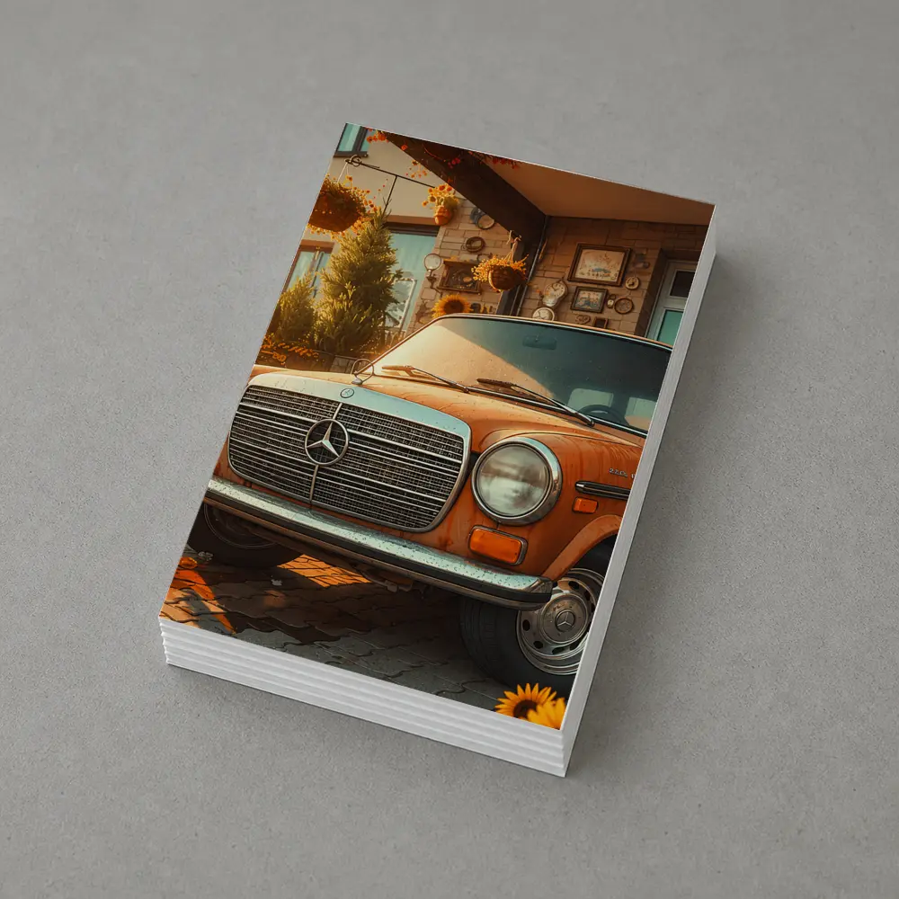 Vintage Mercedes Benz Classic Car Sunflower Garden – Postcards
