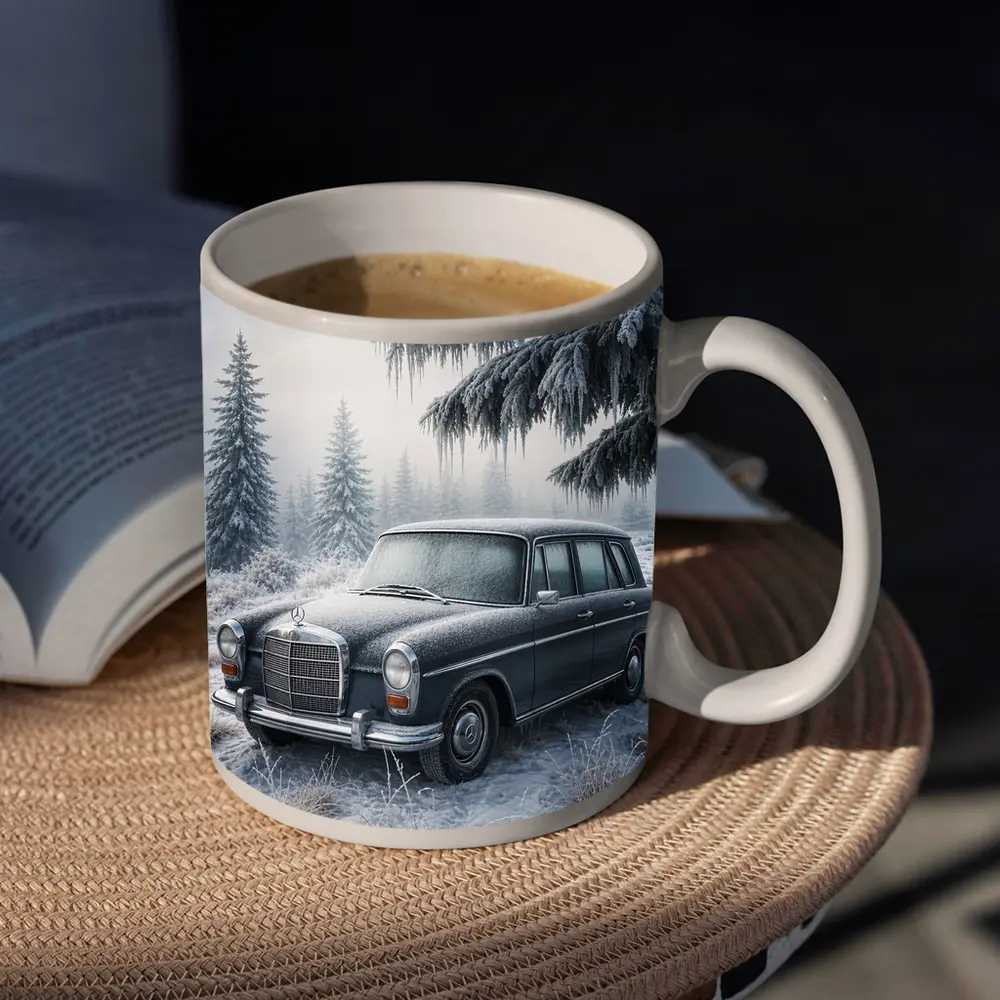 Vintage Mercedes Benz Estate Car Winter Forest – Mugs