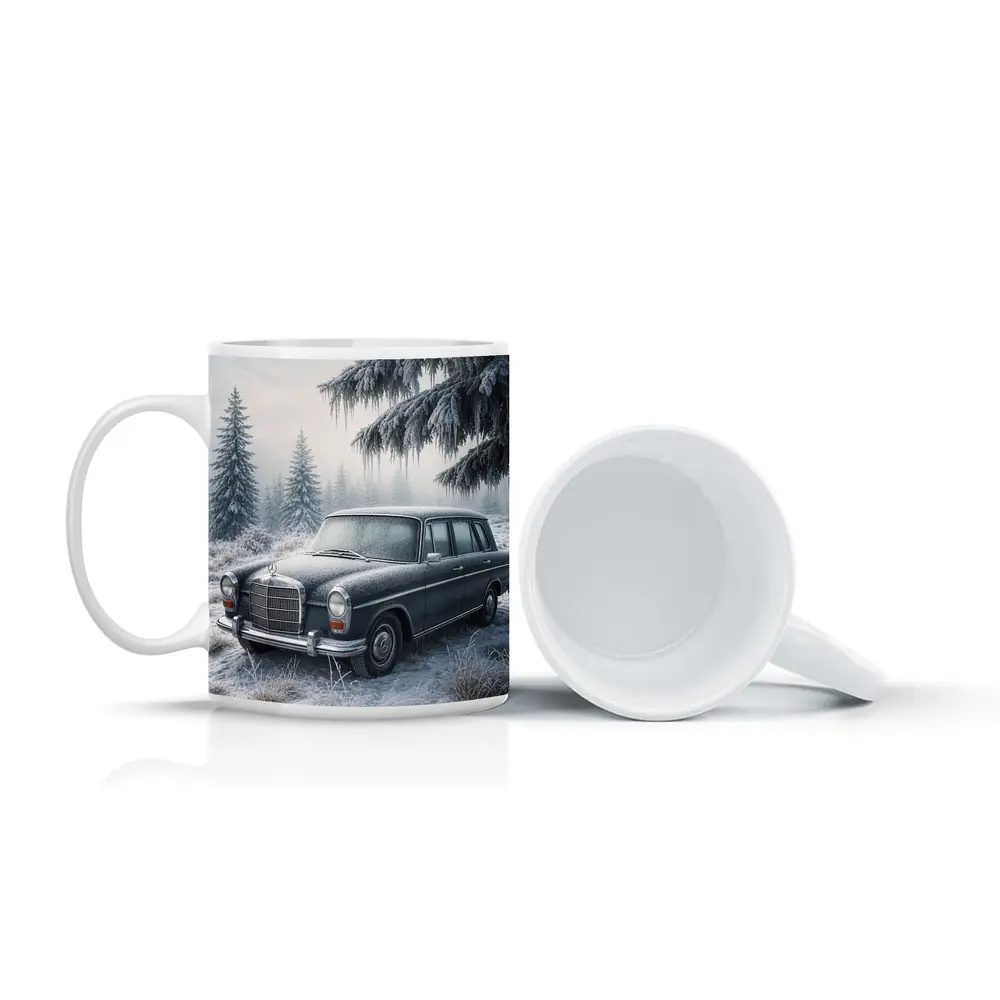 Vintage Mercedes Benz Estate Car Winter Forest – Mugs