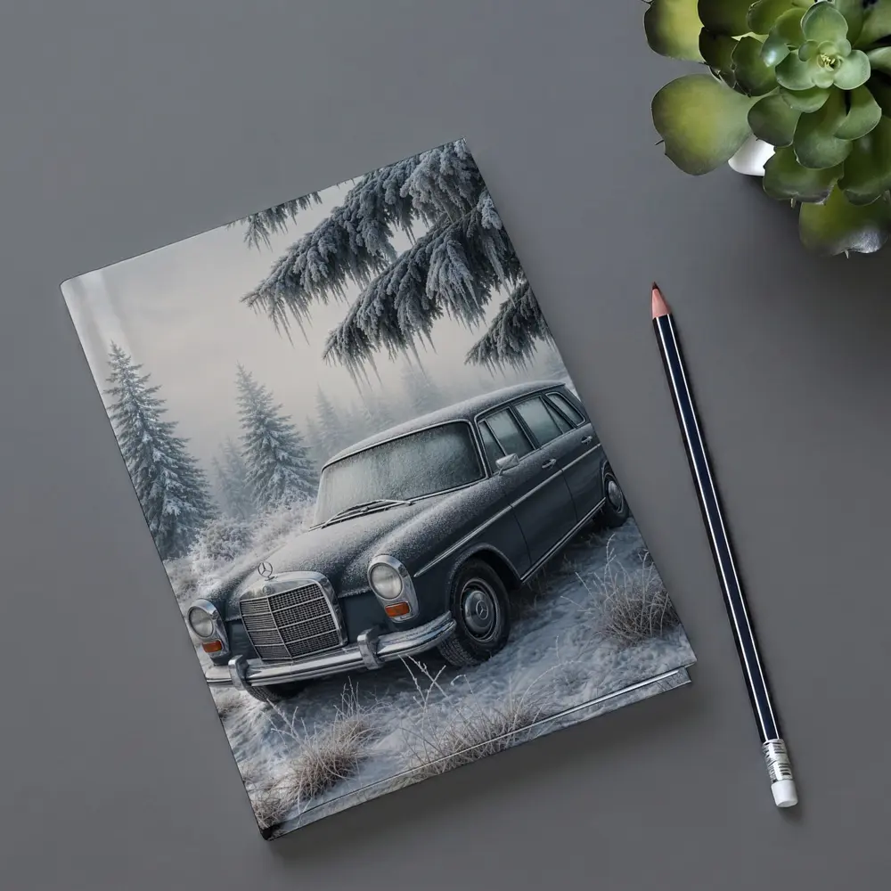 Vintage Mercedes Benz Estate Car Winter Forest – Notebooks