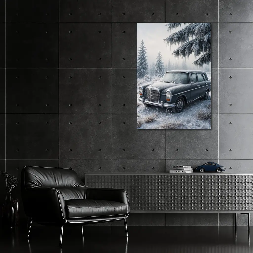 Vintage Mercedes Benz Estate Car Winter Forest – Wall Art