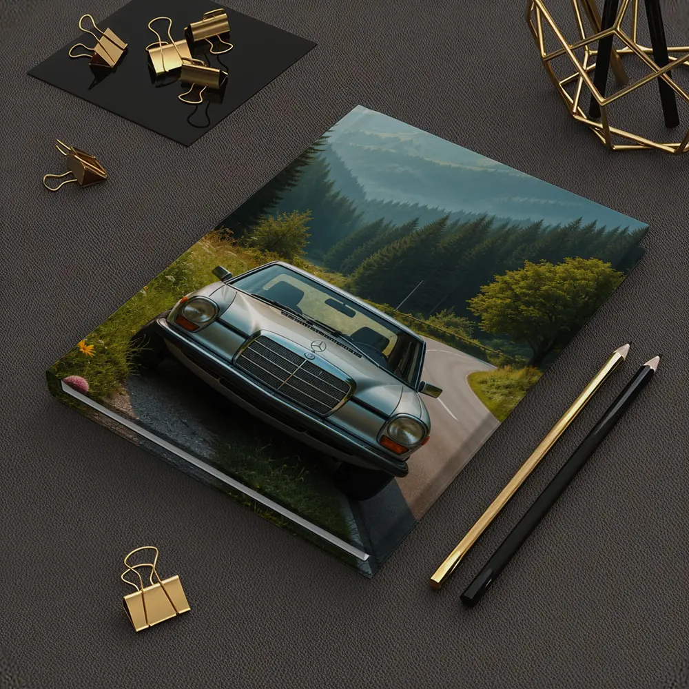 Vintage Mercedes Benz on Mountain Forest Road – Notebooks
