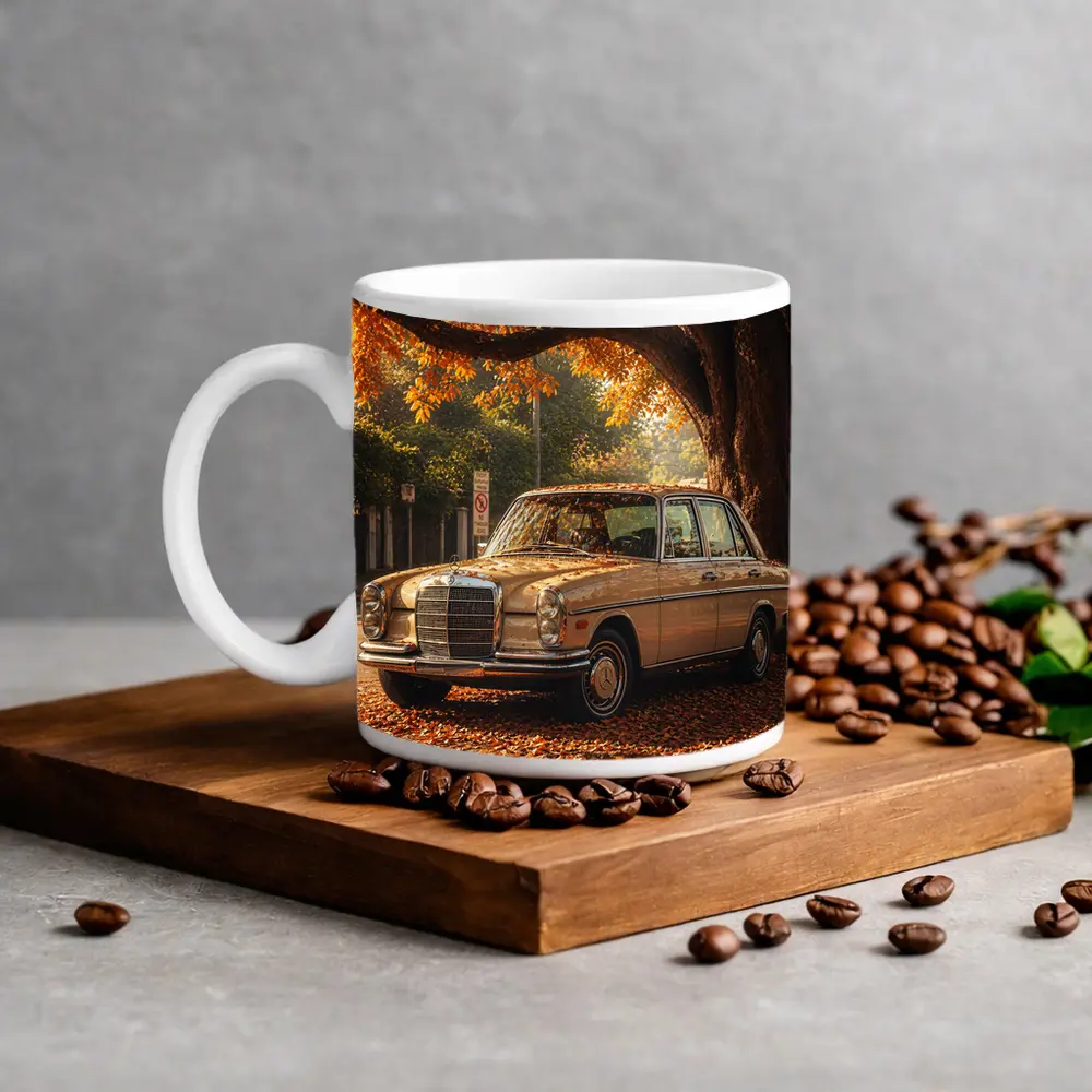 Vintage Mercedes Benz Sedan Autumn Street – Mugs