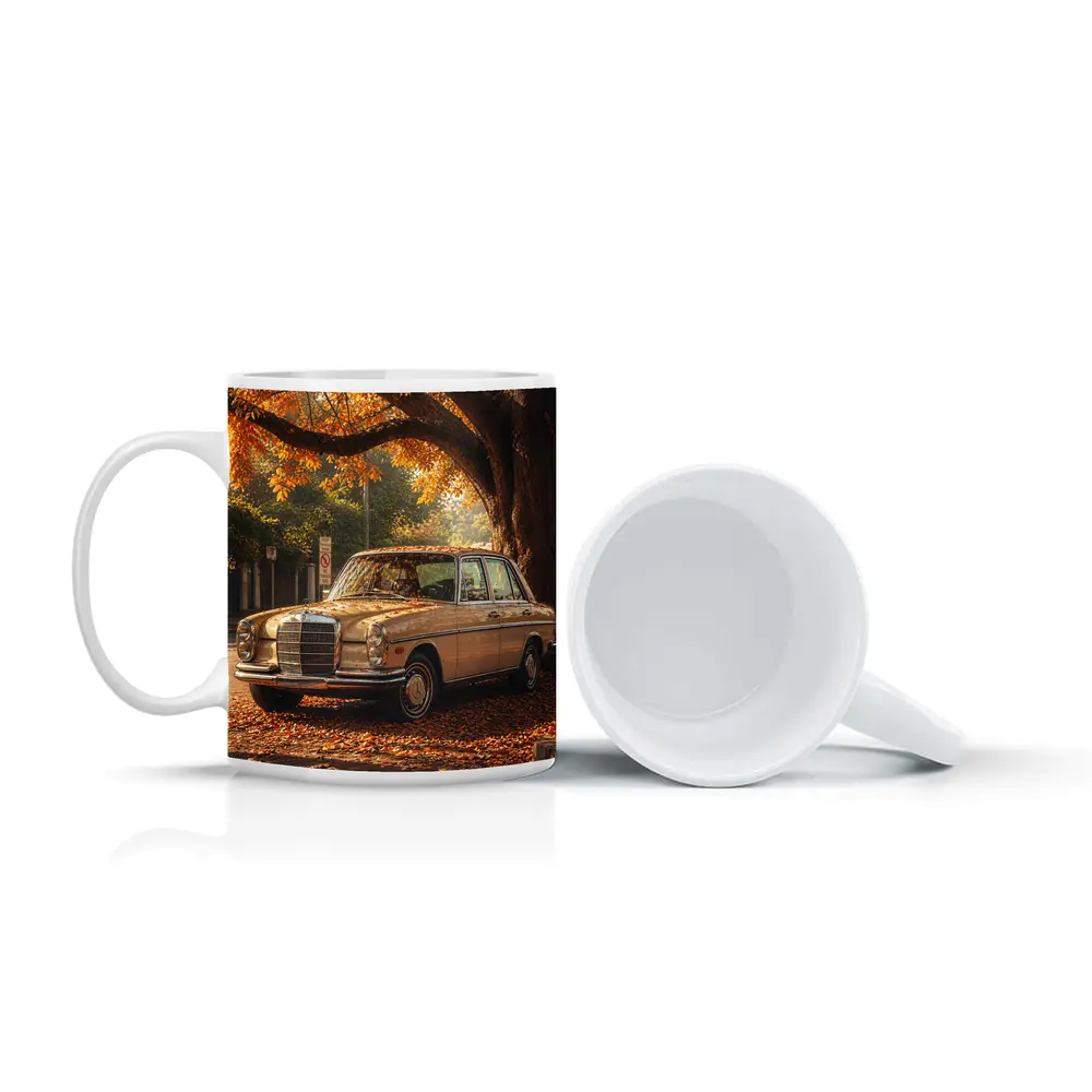 Vintage Mercedes Benz Sedan Autumn Street – Mugs