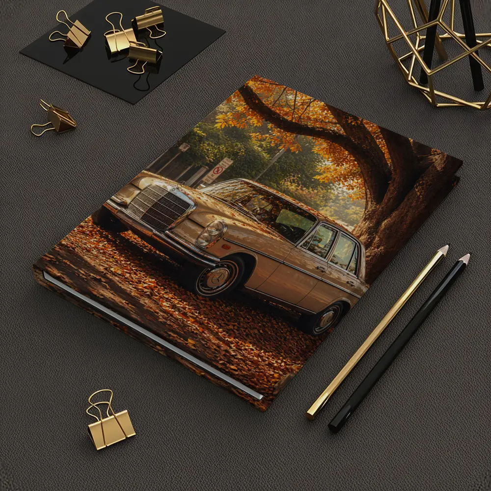 Vintage Mercedes Benz Sedan Autumn Street – Notebooks