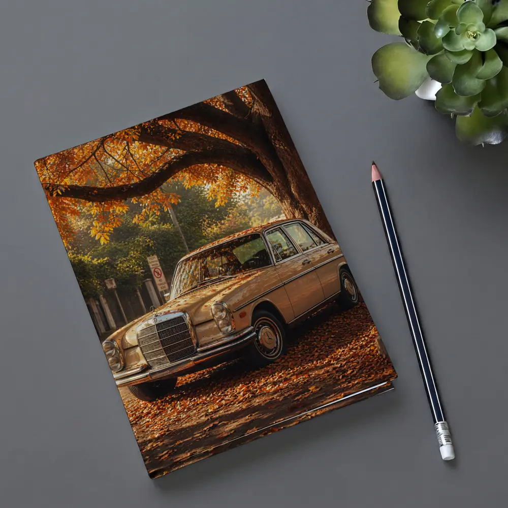 Vintage Mercedes Benz Sedan Autumn Street – Notebooks