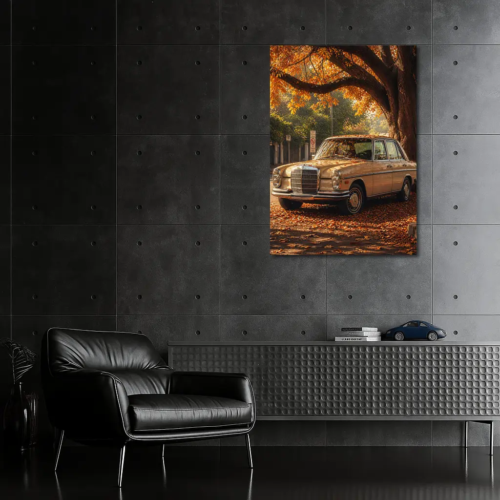 Vintage Mercedes Benz Sedan Autumn Street – Wall Art