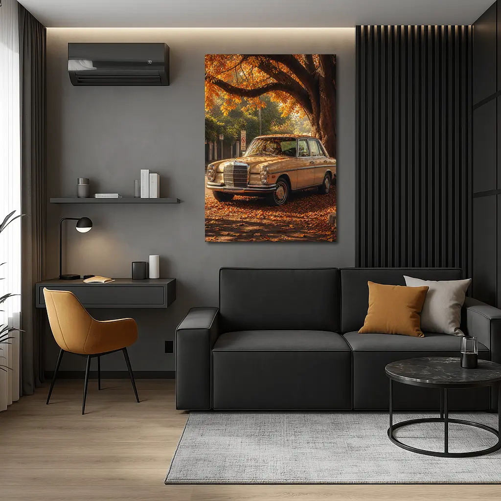 Vintage Mercedes Benz Sedan Autumn Street – Wall Art