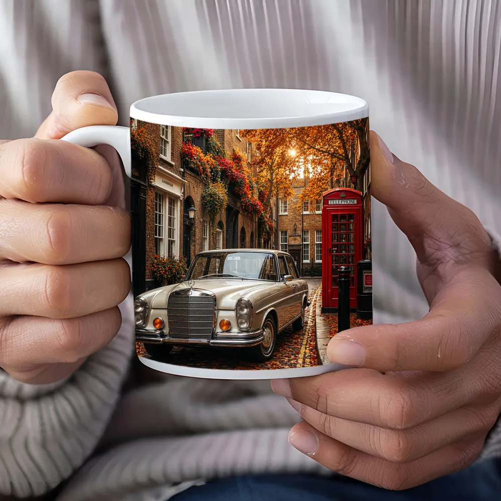 Vintage Mercedes Benz London Street Scene – Mugs