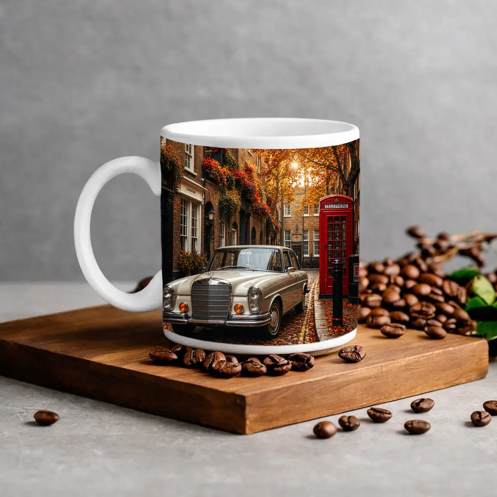 Vintage Mercedes Benz London Street Scene – Mugs