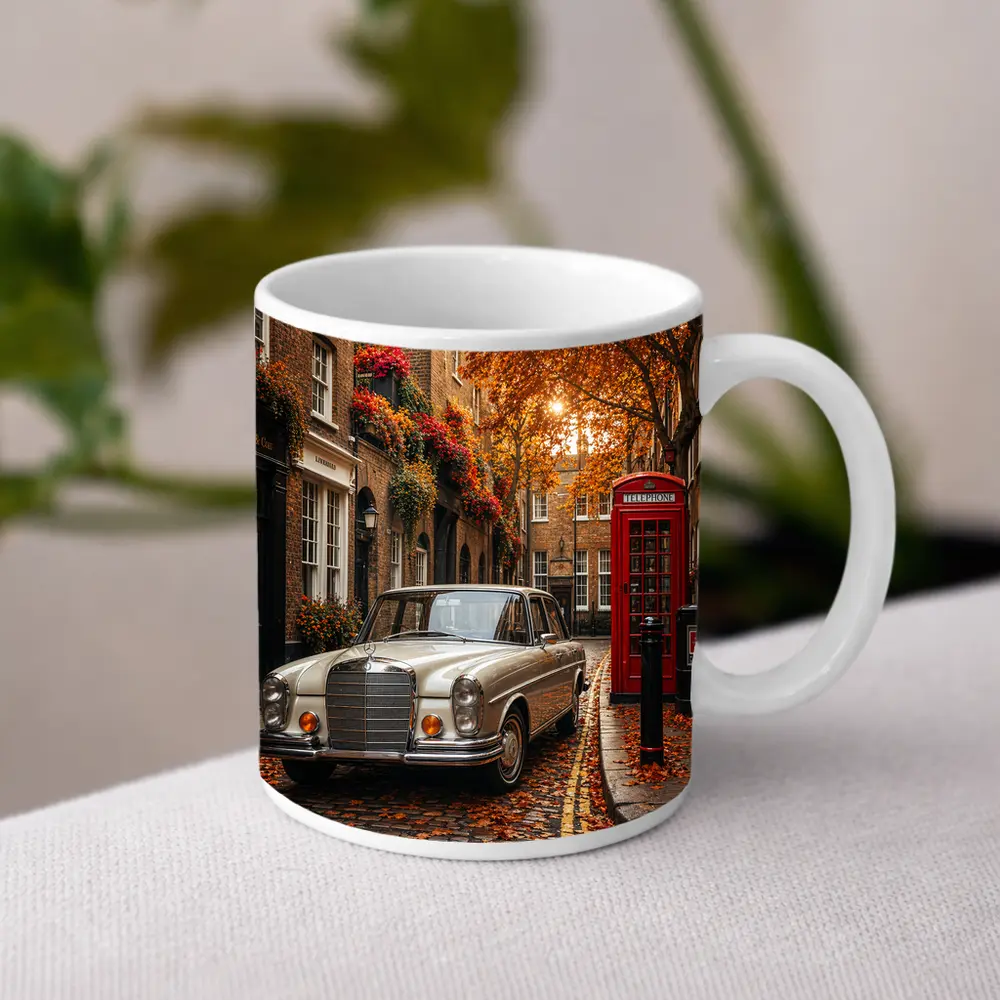 Vintage Mercedes Benz London Street Scene – Mugs