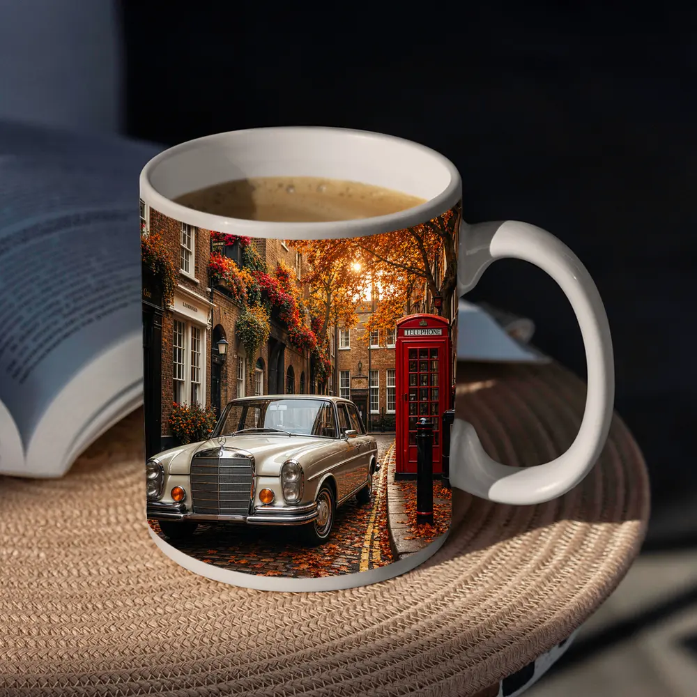 Vintage Mercedes Benz London Street Scene – Mugs