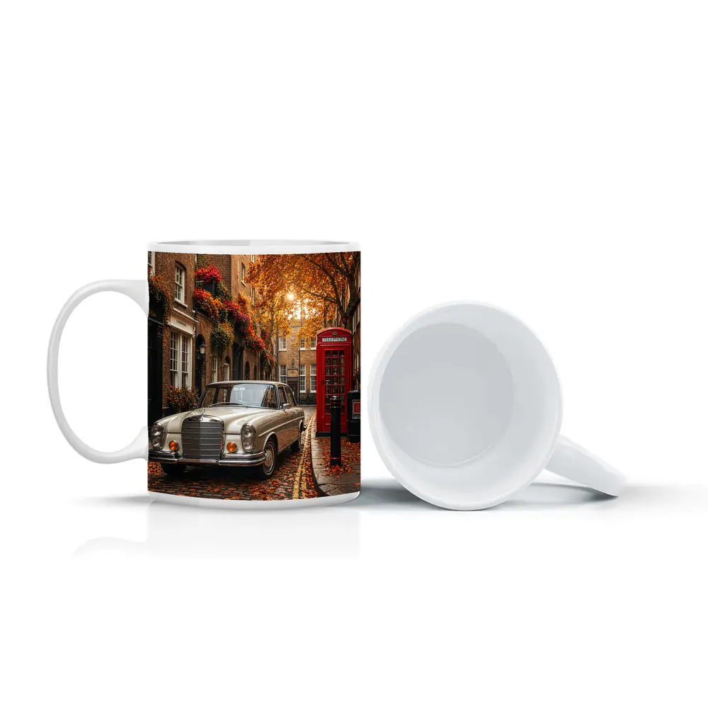 Vintage Mercedes Benz London Street Scene – Mugs