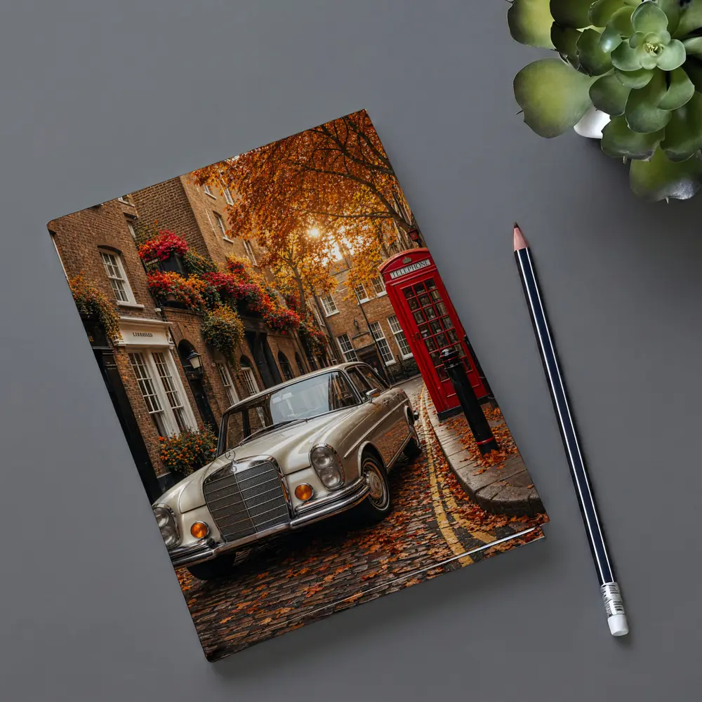 Vintage Mercedes Benz London Street Scene – Notebooks