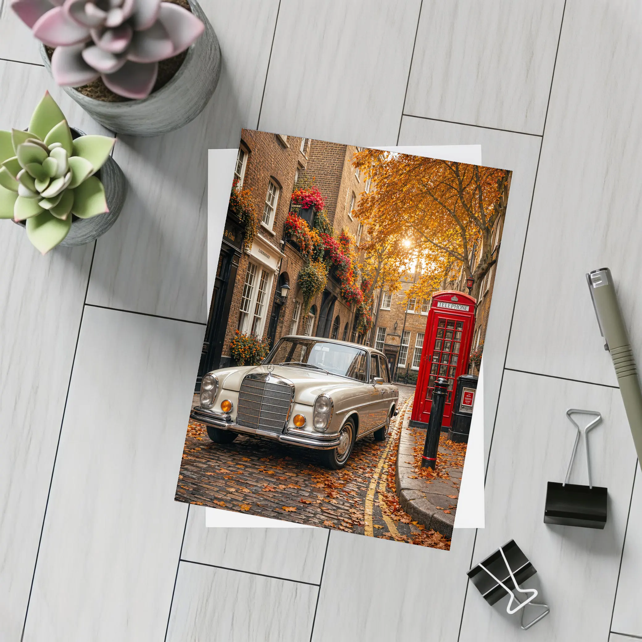 Vintage Mercedes Benz London Street Scene – Postcards