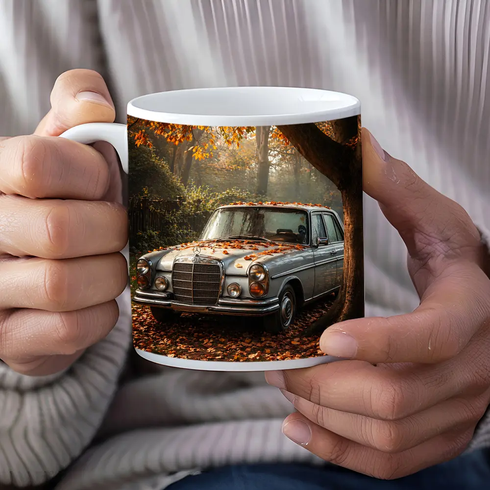 Vintage Mercedes Benz Sedan Autumn Forest – Mugs