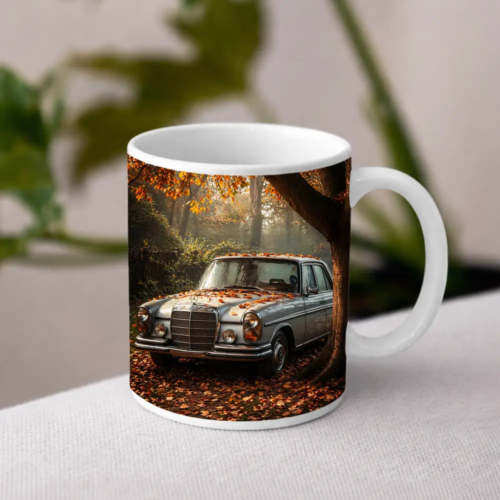 Vintage Mercedes Benz Sedan Autumn Forest – Mugs