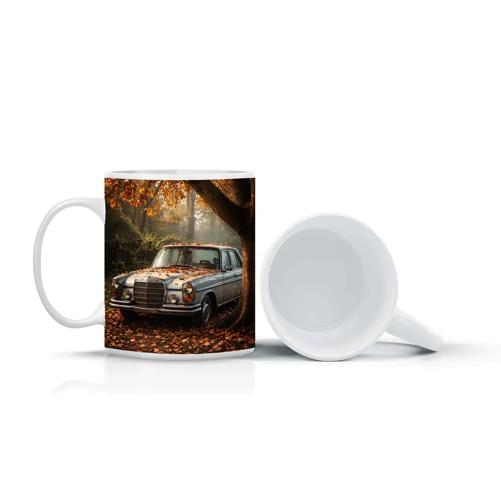 Vintage Mercedes Benz Sedan Autumn Forest – Mugs