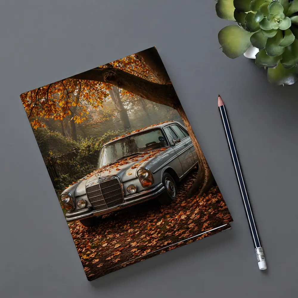 Vintage Mercedes Benz Sedan Autumn Forest – Notebooks
