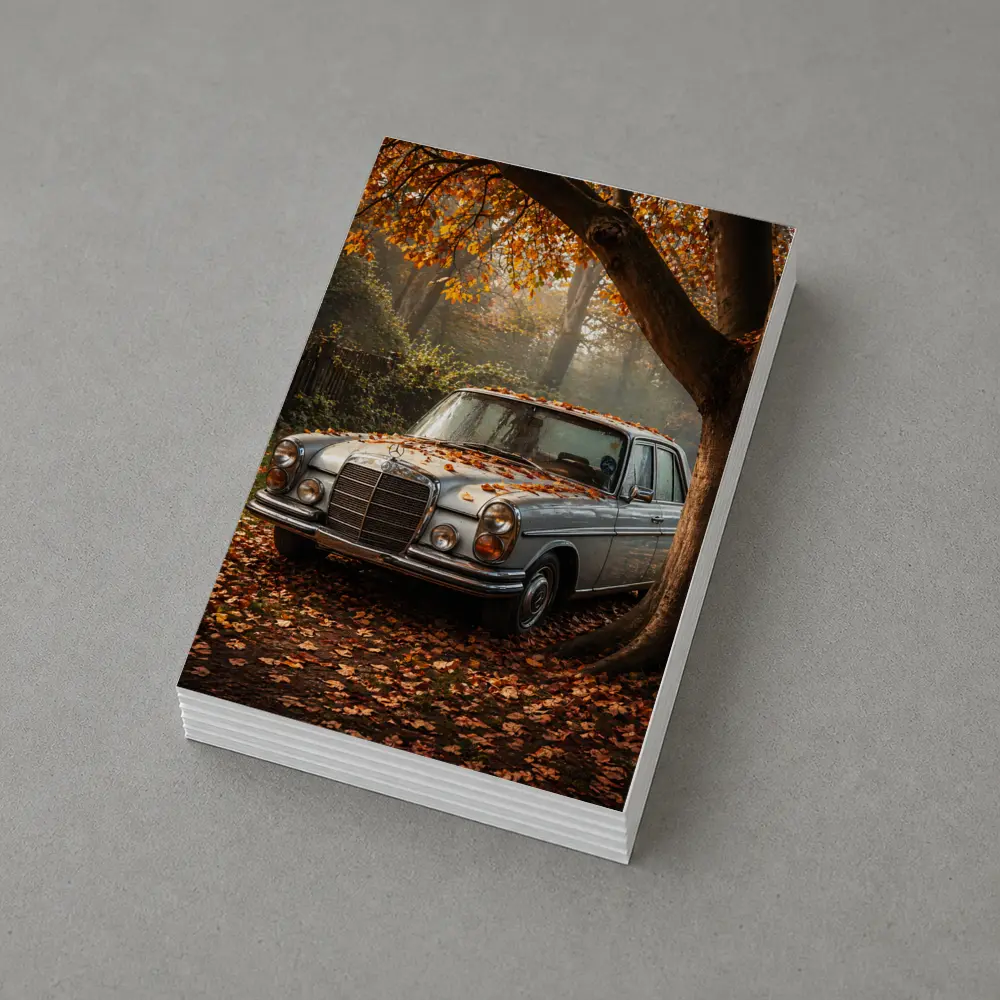 Vintage Mercedes Benz Sedan Autumn Forest – Postcards