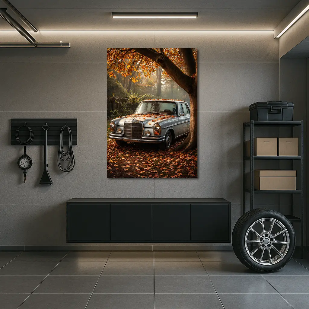 Vintage Mercedes Benz Sedan Autumn Forest – Wall Art