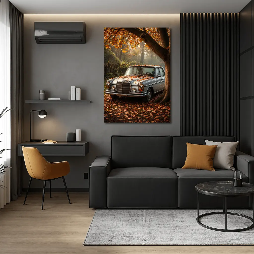 Vintage Mercedes Benz Sedan Autumn Forest – Wall Art