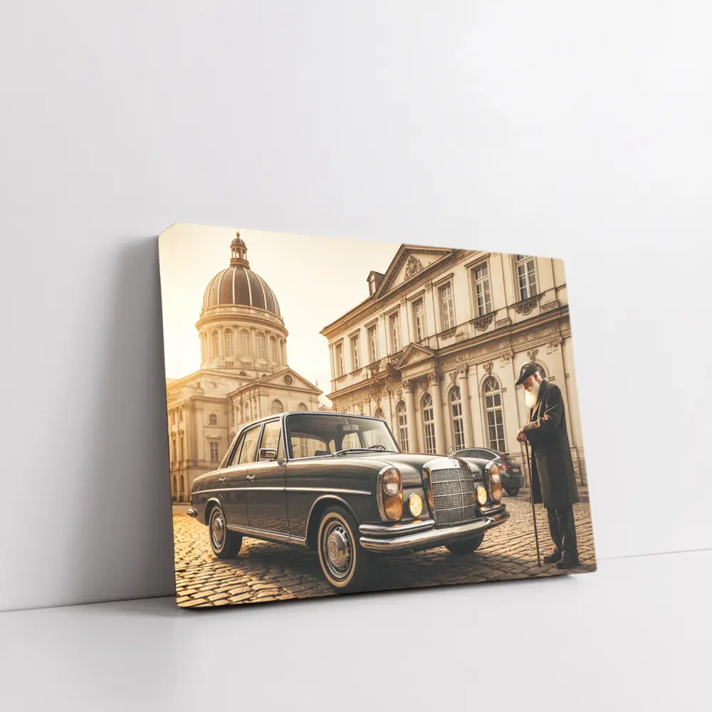 Vintage Mercedes Benz Classic European Architecture Scene – Wall Art