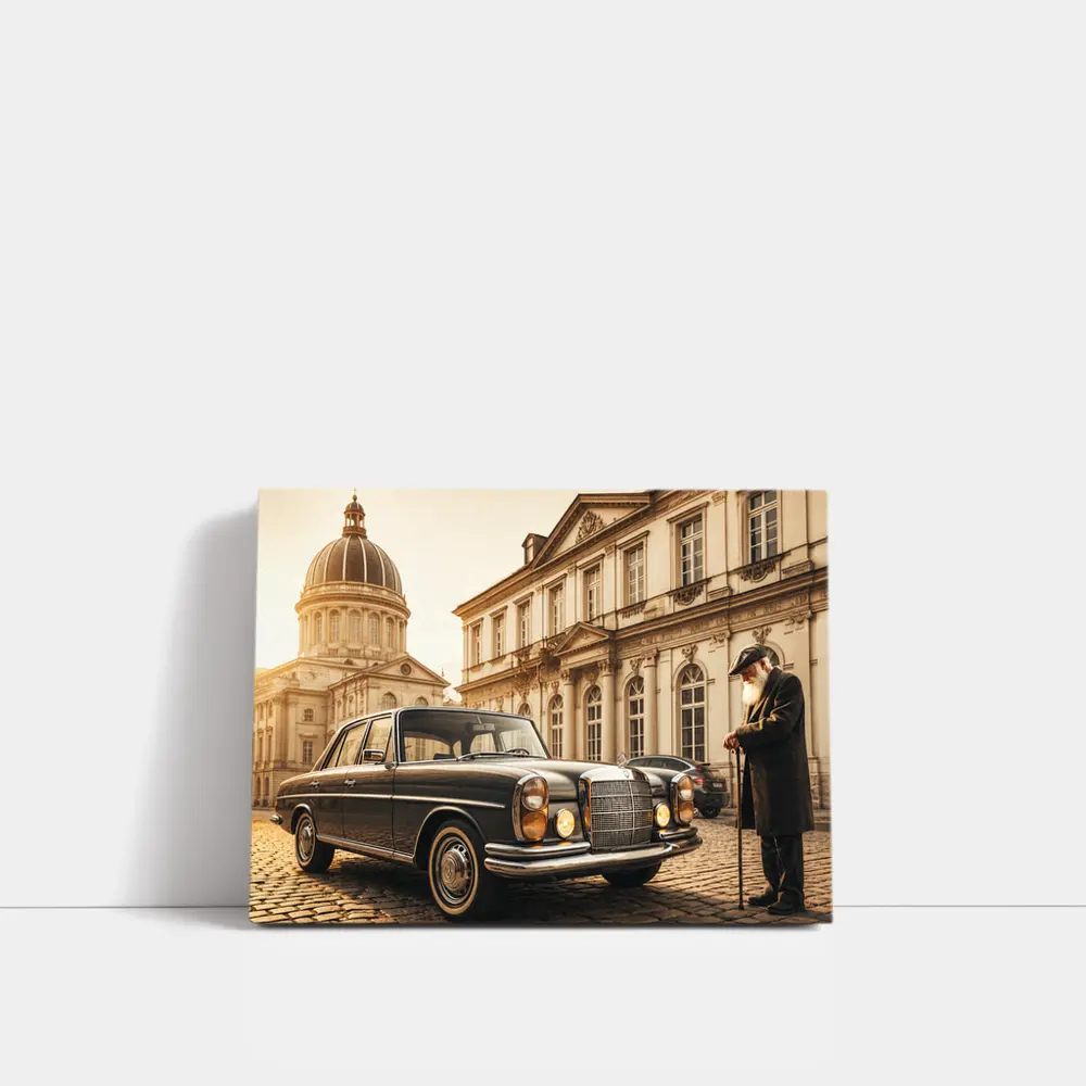 Vintage Mercedes Benz Classic European Architecture Scene – Wall Art