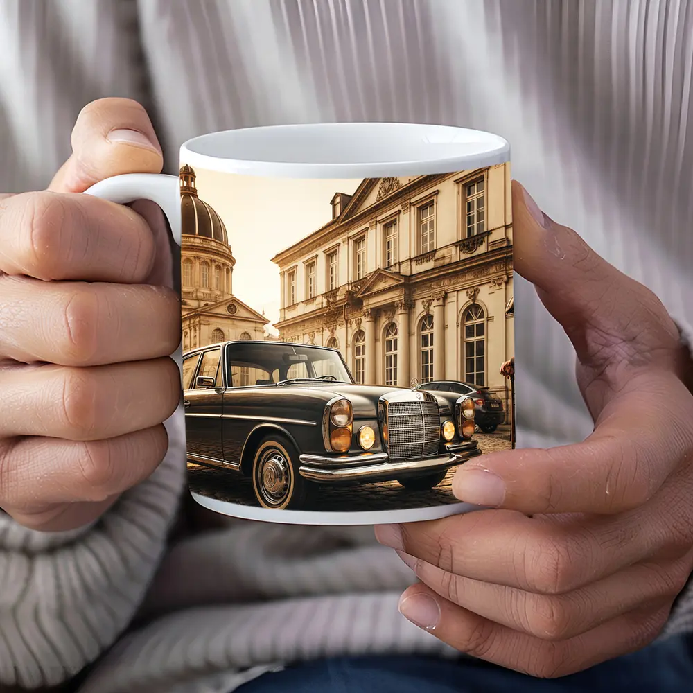 Vintage Mercedes Benz Classic European Architecture Scene – Mugs