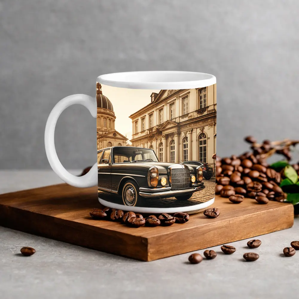 Vintage Mercedes Benz Classic European Architecture Scene – Mugs