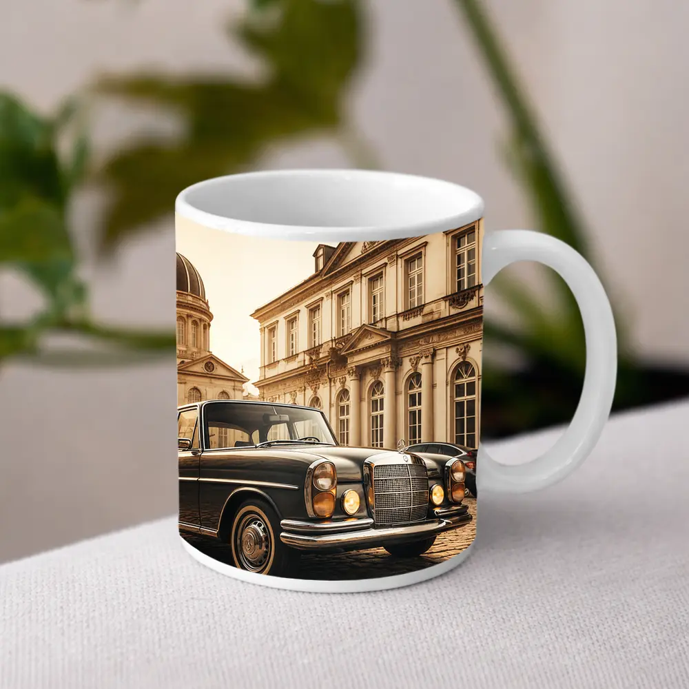 Vintage Mercedes Benz Classic European Architecture Scene – Mugs