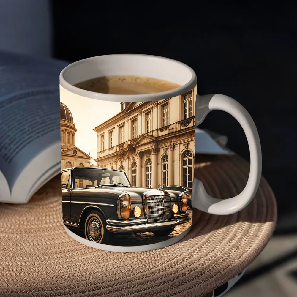 Vintage Mercedes Benz Classic European Architecture Scene – Mugs