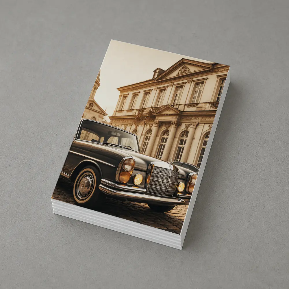 Vintage Mercedes Benz Classic European Architecture Scene – Postcards