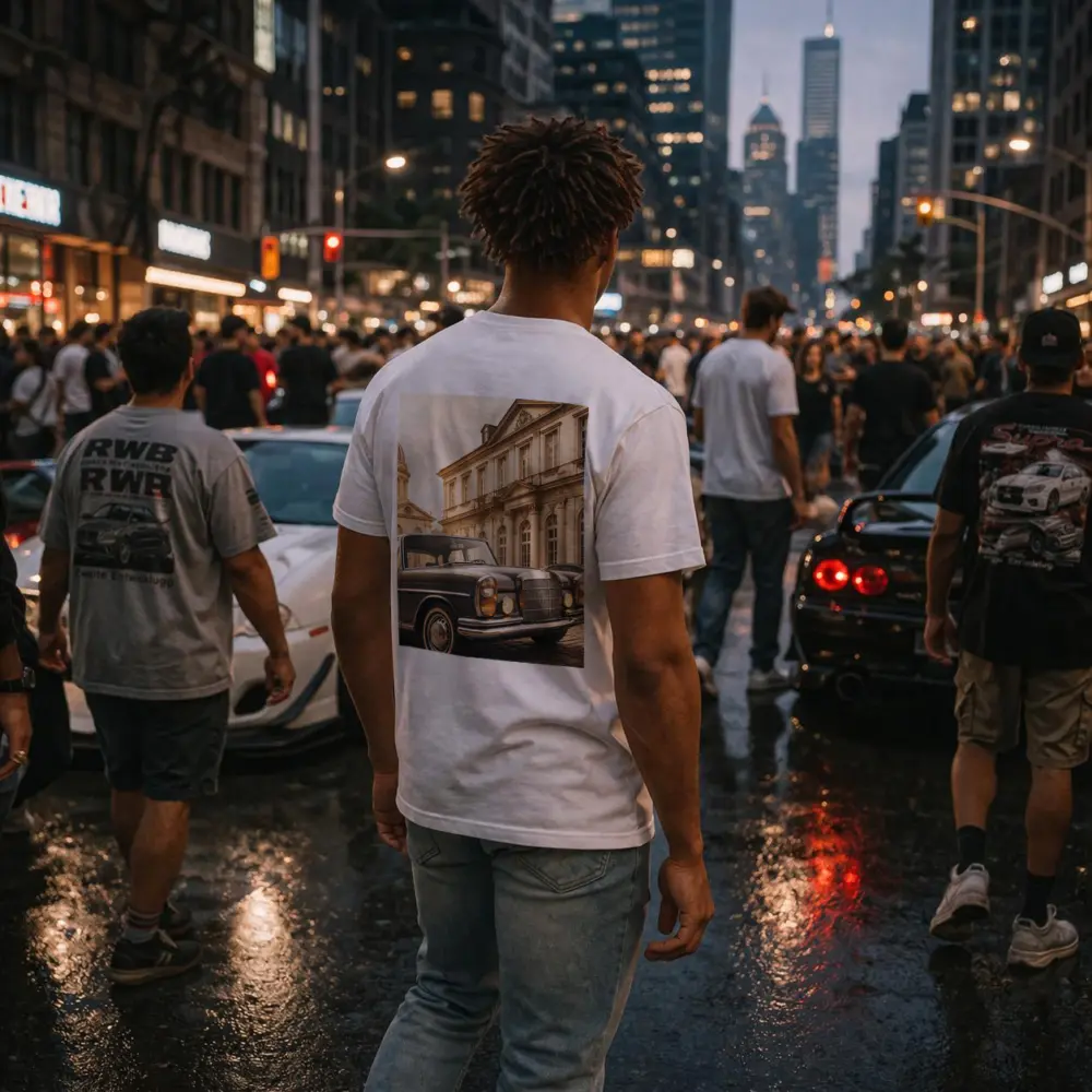 Vintage Mercedes Benz Classic European Architecture Scene – T-Shirts