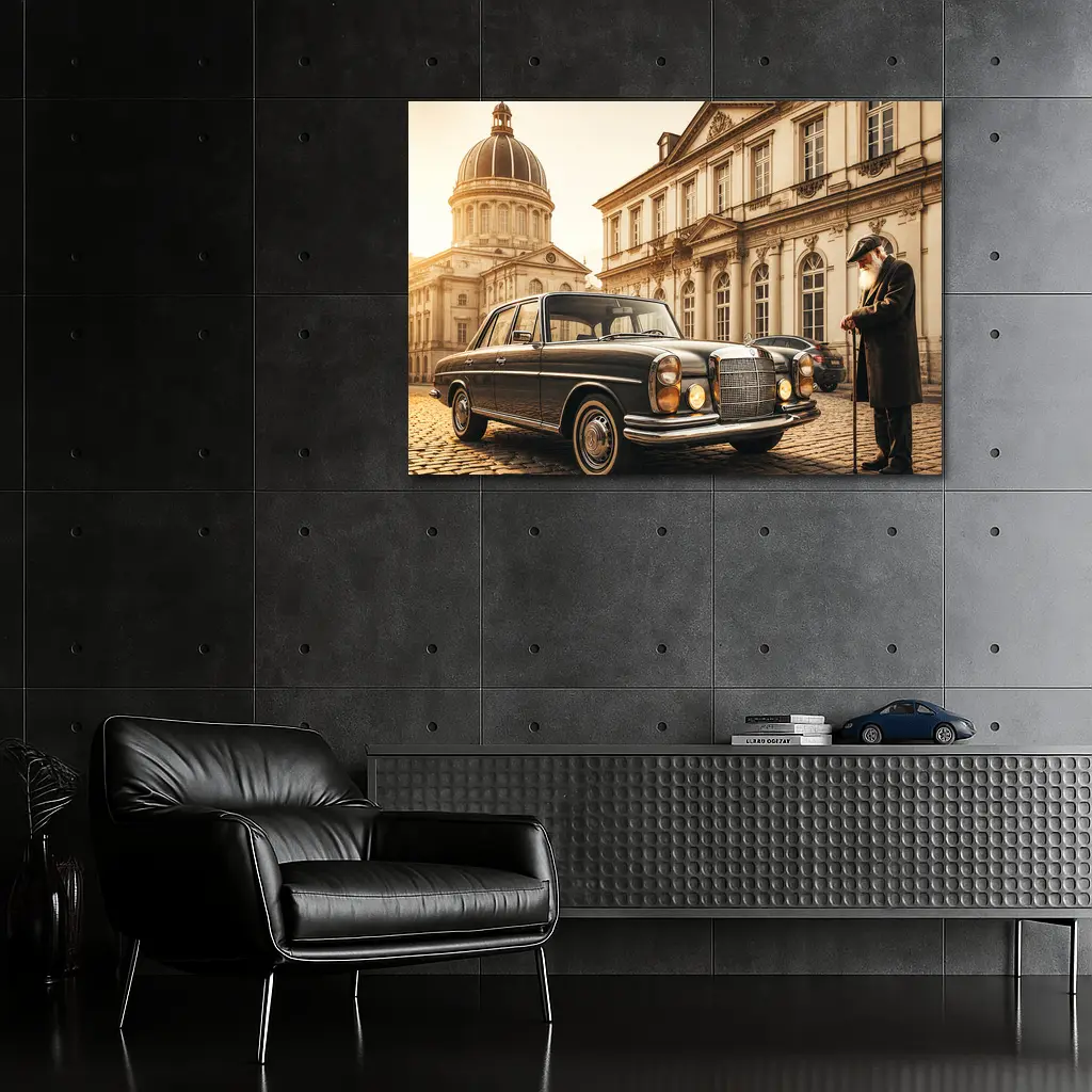 Vintage Mercedes Benz Classic European Architecture Scene – Wall Art