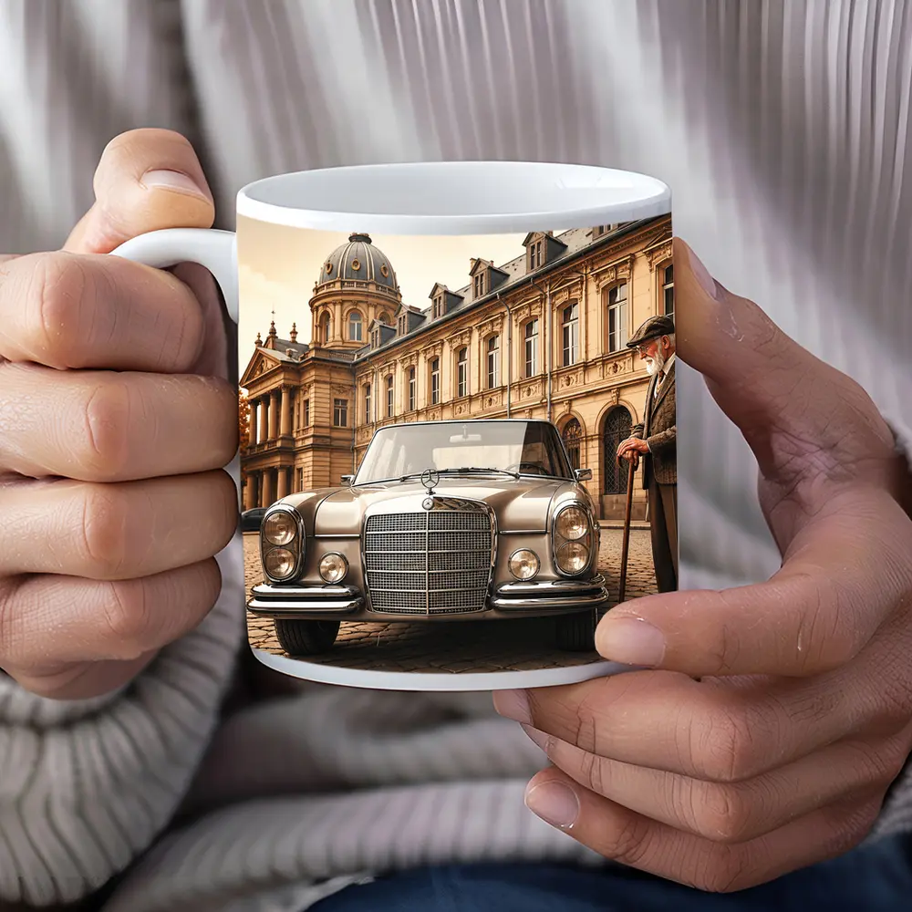 Vintage Mercedes Benz Classic Car Cobblestone Square – Mugs