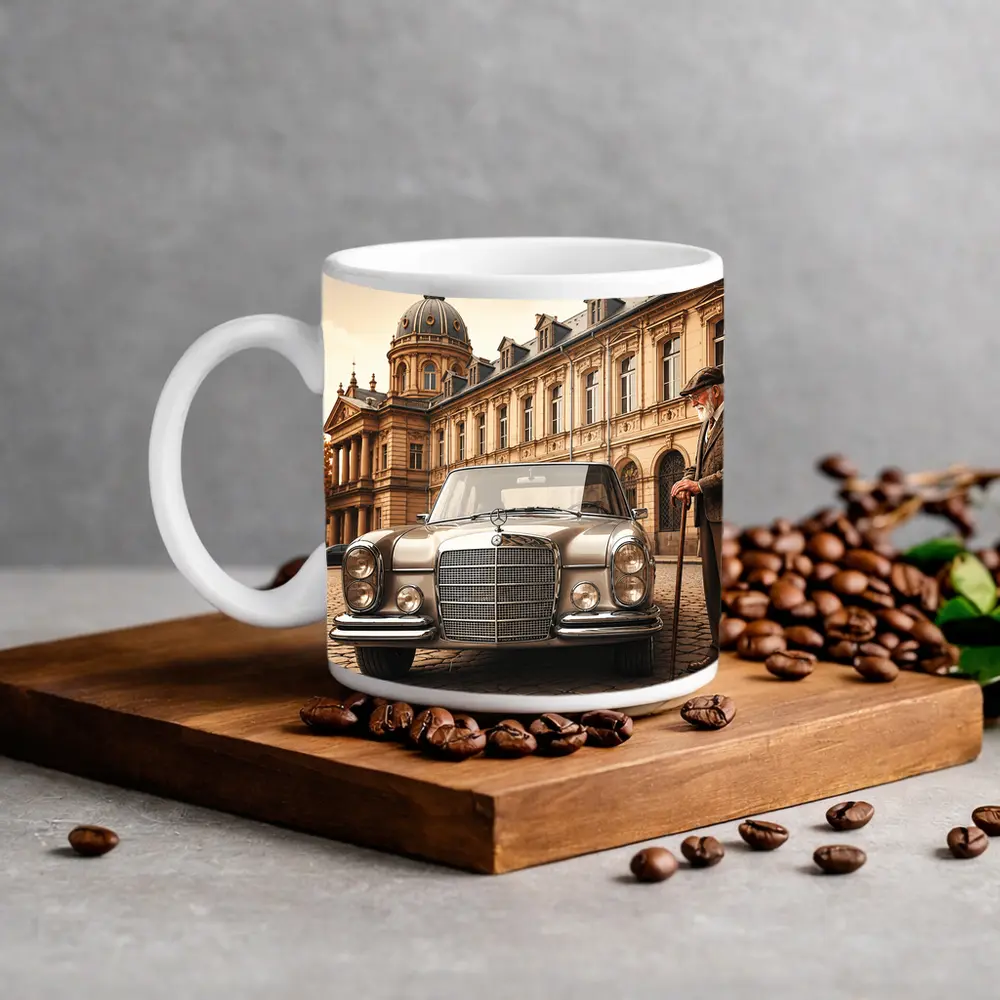 Vintage Mercedes Benz Classic Car Cobblestone Square – Mugs