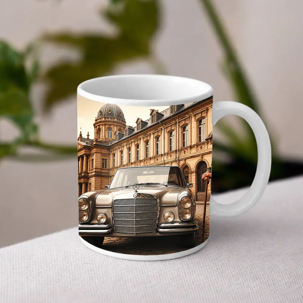 Vintage Mercedes Benz Classic Car Cobblestone Square – Mugs