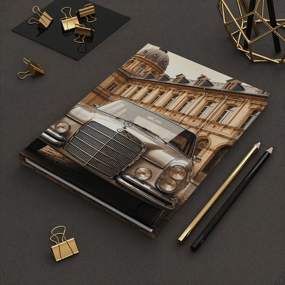 Vintage Mercedes Benz Classic Car Cobblestone Square – Notebooks