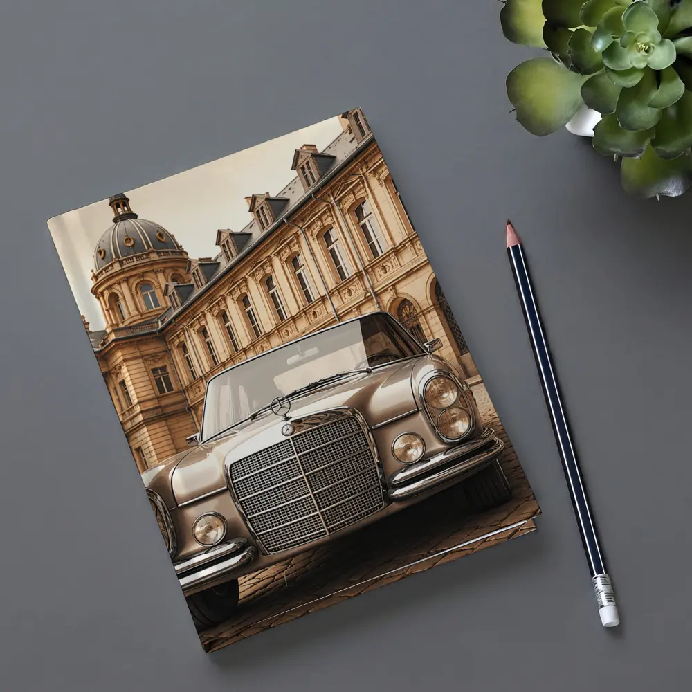 Vintage Mercedes Benz Classic Car Cobblestone Square – Notebooks