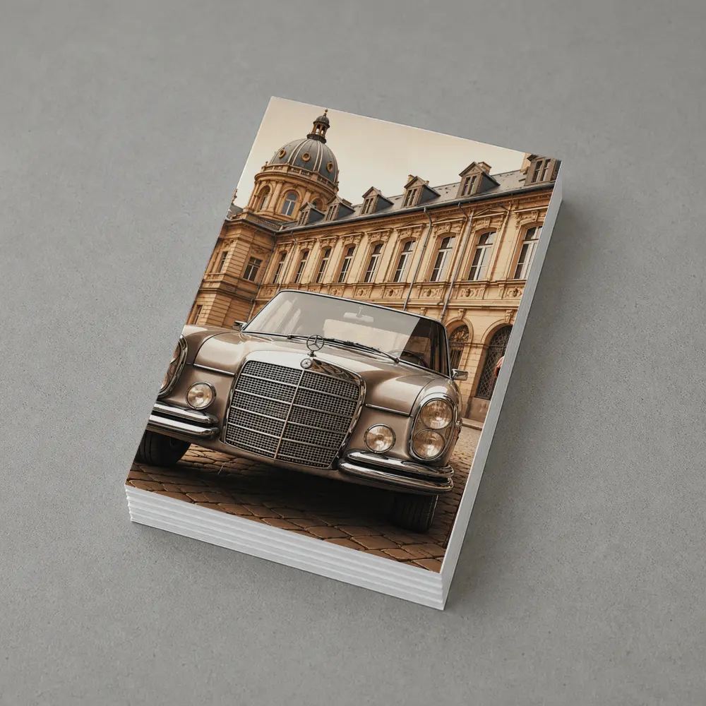 Vintage Mercedes Benz Classic Car Cobblestone Square – Postcards