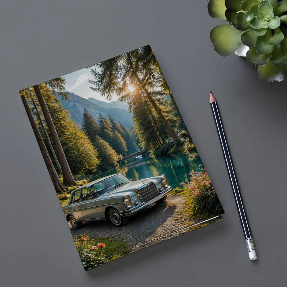 Vintage Mercedes Benz Classic Car Forest Lake – Notebooks