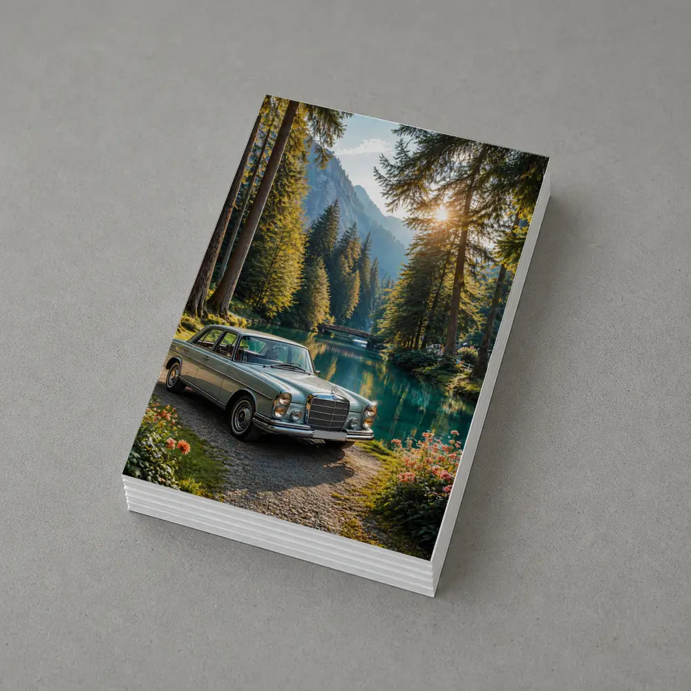 Vintage Mercedes Benz Classic Car Forest Lake – Postcards