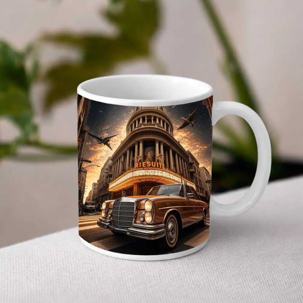 Vintage Mercedes Benz Classic Coupe City Night – Mugs