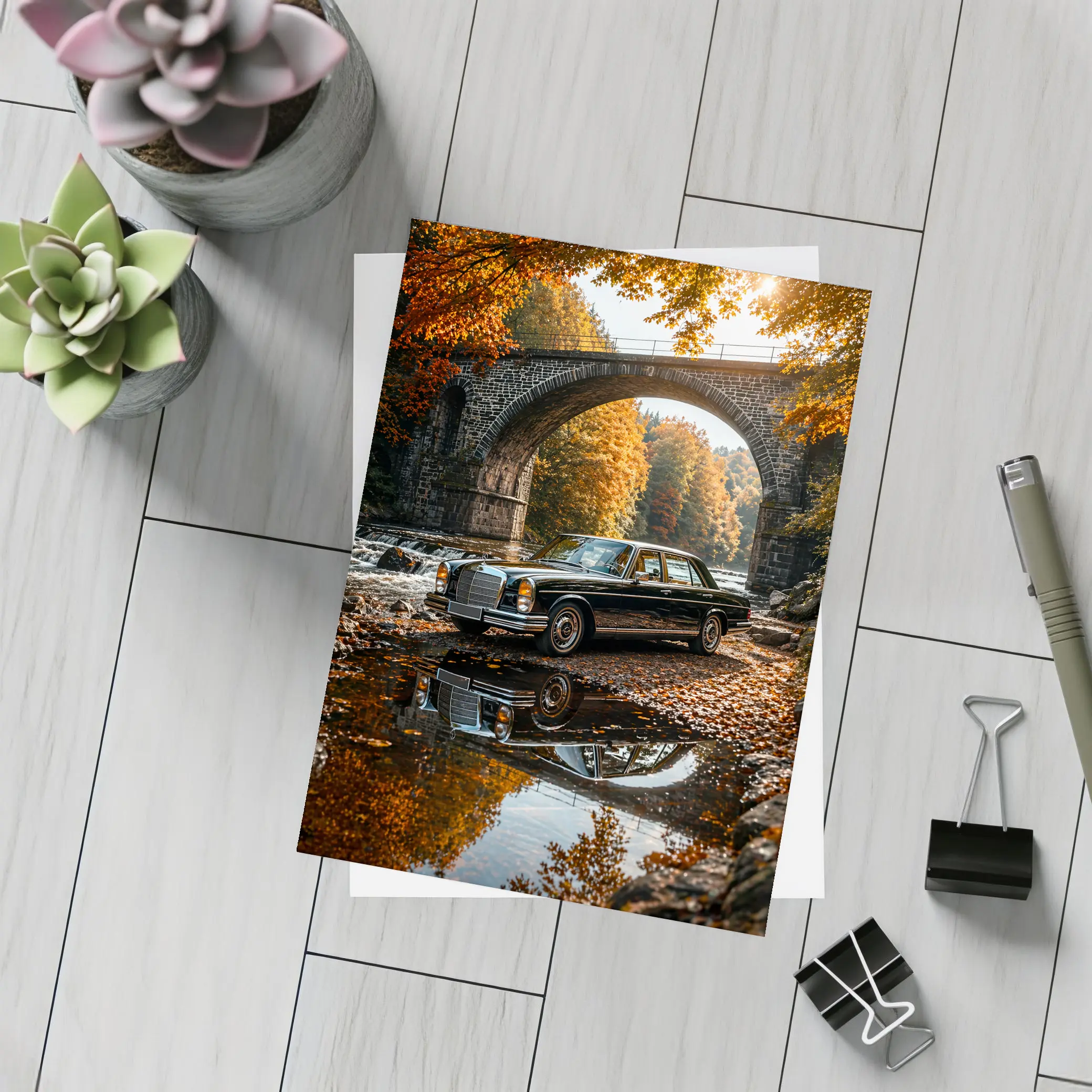 Vintage Mercedes Benz S Class Stone Bridge – Postcards
